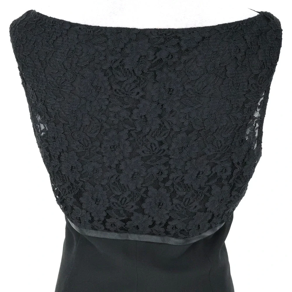 Jones Wear Dress Womens 16 Black Lace Bodice Chiffon Skirt Side Zip Lined Party - Picture 9 of 12